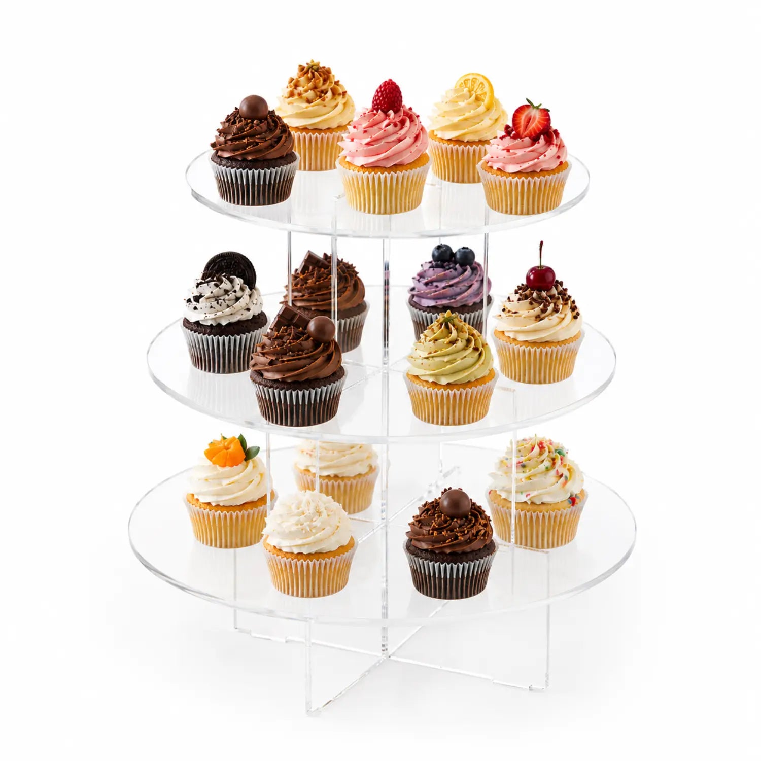Mini Torre 3 Niveles para Cupcakes Postres y Catering Acrilico