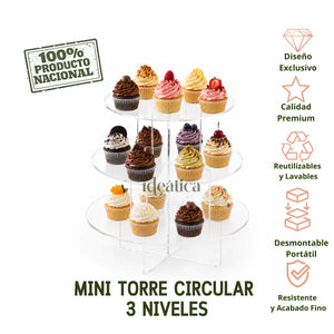 Mini Torre 3 Niveles para Cupcakes Postres y Catering Acrilico