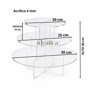 Mini Torre 3 Niveles para Cupcakes Postres y Catering Acrilico