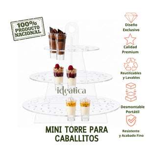 Mini Torre para Caballitos 3 Niveles Postre y Catering Acrilico - 56 Hoyos