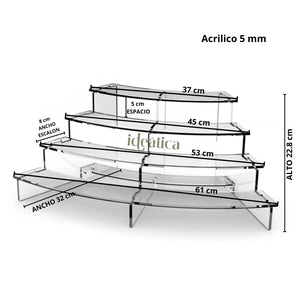Mini Torre o Base para Cupcakes y Postres Escalera Arco de Acrilico Catering 4 Niveles