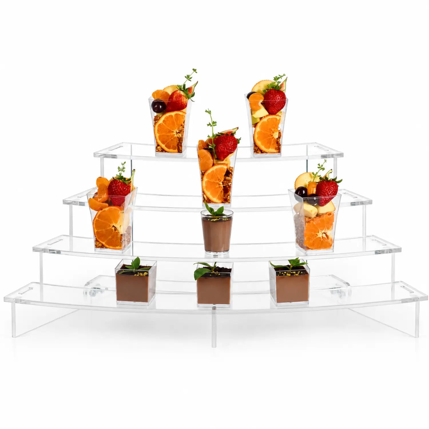 Mini Torre o Base para Cupcakes y Postres Escalera Arco de Acrilico Catering 4 Niveles
