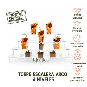 Mini Torre o Base para Cupcakes y Postres Escalera Arco de Acrilico Catering 4 Niveles