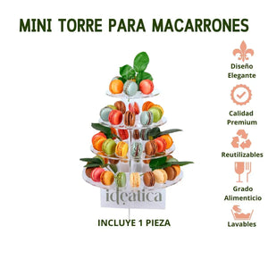 Mini Torre o Base para Macarrones Postre Verticales de Acrilico Catering 4 Niveles IA