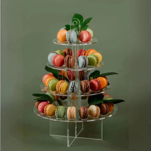 Mini Torre o Base para Macarrones Postre Verticales de Acrilico Catering 4 Niveles IA