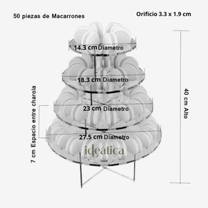 Mini Torre o Base para Macarrones Postre Verticales de Acrilico Catering 4 Niveles IA