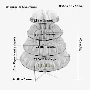 Mini Torre o Base para Macarrones Postre Verticales de Acrilico Catering 4 Niveles IA