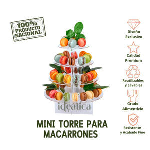 Mini Torre o Base para Macarrones Postre Verticales de Acrilico Catering 4 Niveles IA