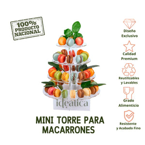 Mini Torre o Base para Macarrones Postre Verticales de Acrilico Catering 4 Niveles