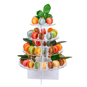 Mini Torre o Base para Macarrones Postre Verticales de Acrilico Catering 4 Niveles