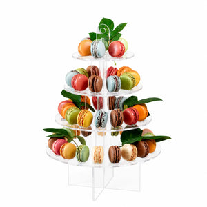 Mini Torre o Base para Macarrones Postre Verticales de Acrilico Catering 4 Niveles