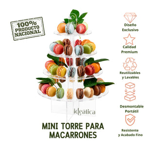 Mini Torre o Base para Macarrones Postre Verticales de Acrilico Catering 4 Niveles