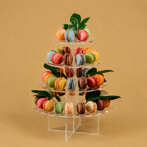 Mini Torre o Base para Macarrones Postre Verticales de Acrilico Catering 4 Niveles