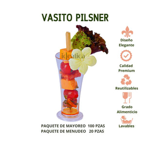 Mini Vasito Pilsner para Postres Re-utilizable Candy Bar Catering 2.5 Oz IA