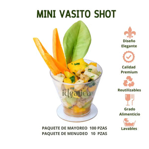 Mini Vasito Shot para Postres Re-utilizable Plastico Catering - 3 Oz / 89 ml ( 10 Pzas / 100 Pzas ) IA