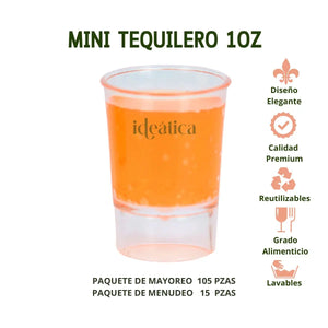 Mini Vasito Tequilero o Caballito para Postres Re-utilizable Candy Bar Catering 1 Oz IA