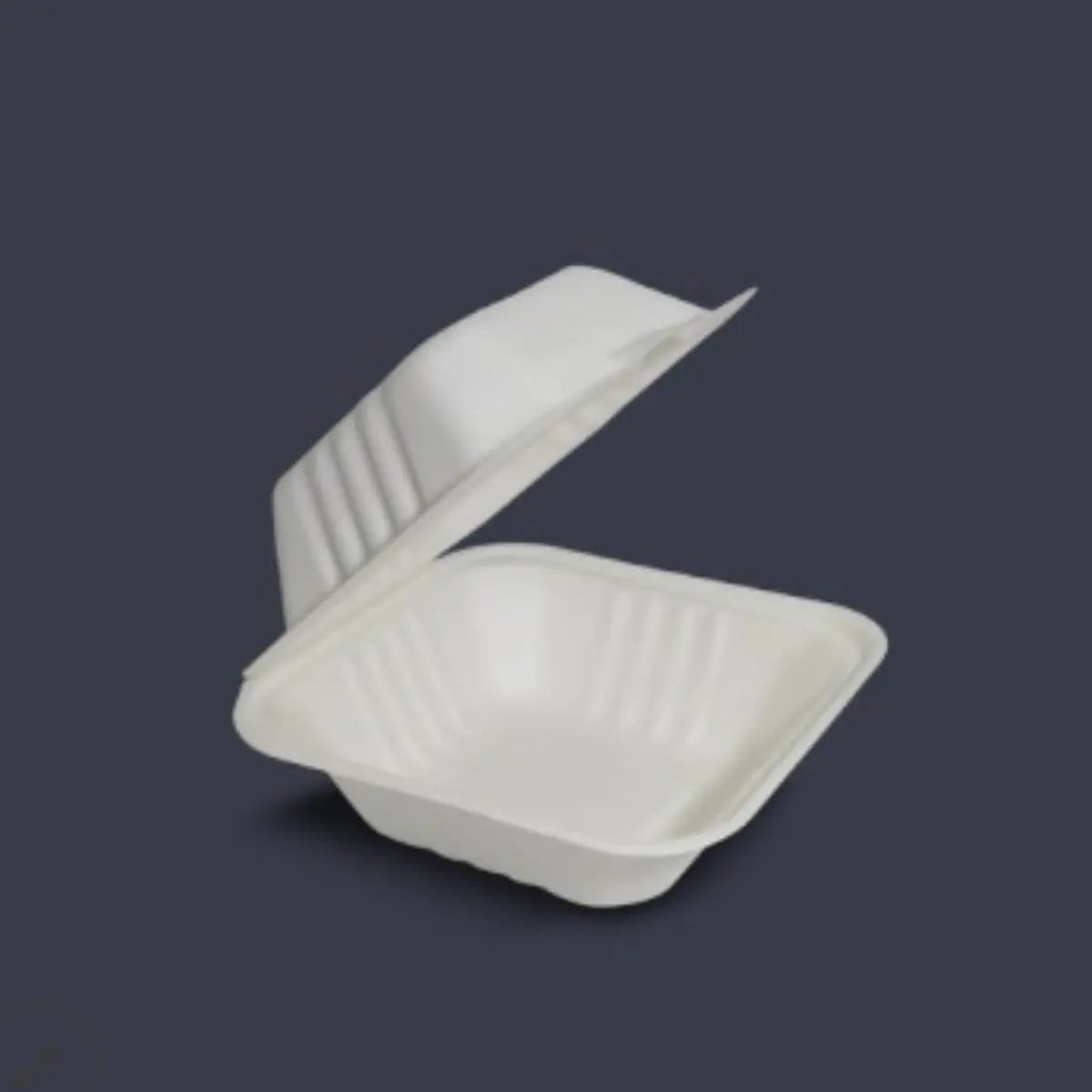 Mini Contenedor Tipo Almeja con Bisagra Biodegradable Compostable para Alimentos o Comida Cuadrangular IN