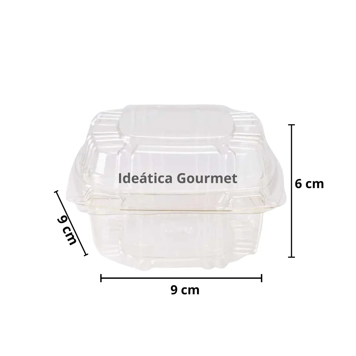 Mini Contenedor Tipo Almeja con Bisagra para Alimentos, Snacks o Comida Plástico Cuadrangular IN