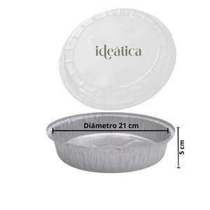 Molde Flan o Contenedor con Tapa para Alimentos, Postres o Comida de Aluminio Plastico Redondo - ( 25 Pzas / 50 Pzas ) IN