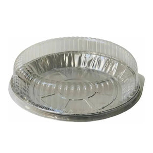 Molde Pay o Contenedor con Tapa para Alimentos, Postres o Comida de Aluminio Plastico Redondo - ( 25 Pzas / 50 Pzas ) IN