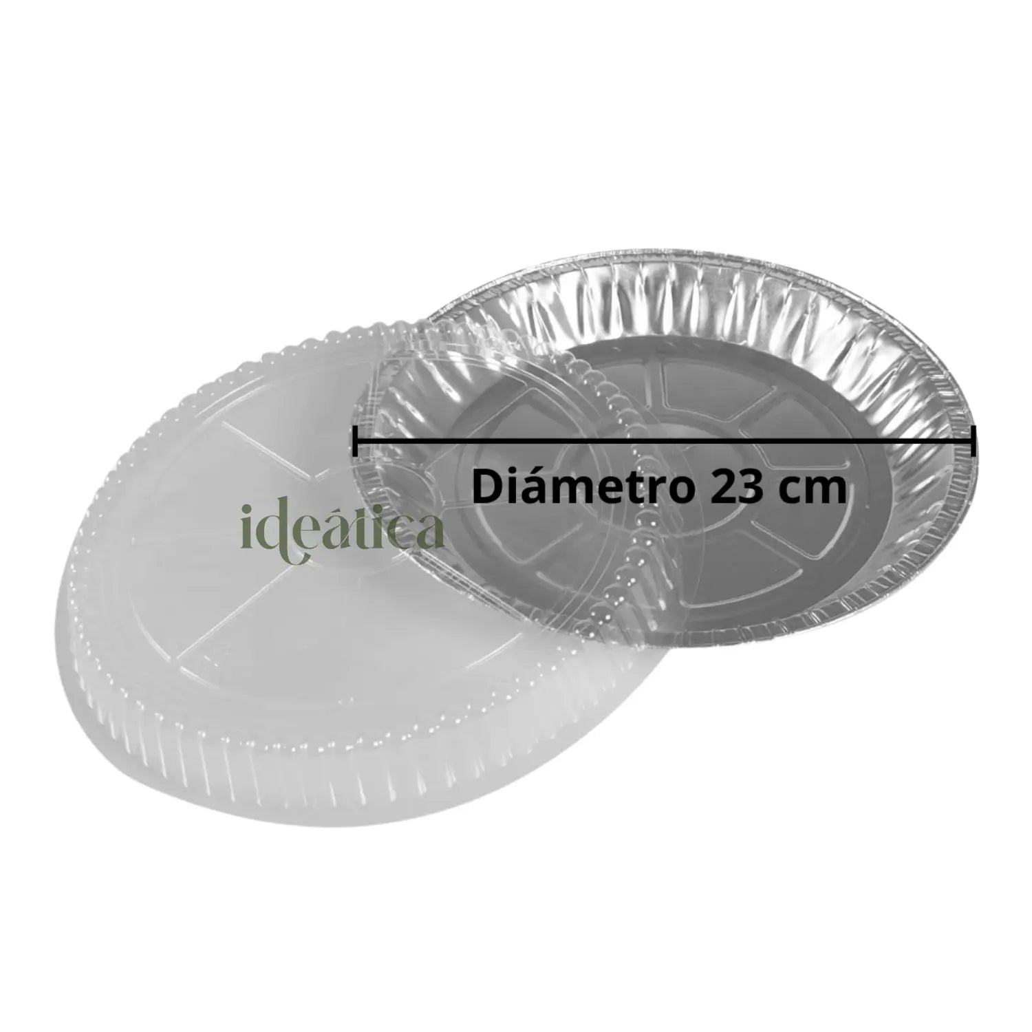Molde Pay o Contenedor con Tapa para Alimentos, Postres o Comida de Aluminio Plástico Redondo IN
