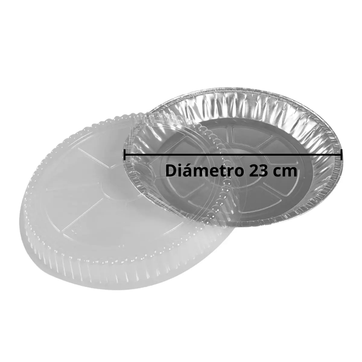 Molde Pay o Contenedor con Tapa para Alimentos, Postres o Comida de Aluminio Plástico Redondo IN