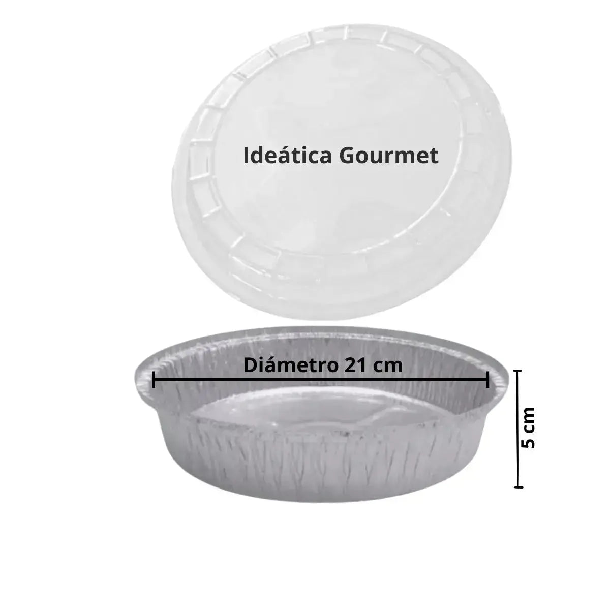 Molde o Contenedor con Tapa para Alimentos, Postres o Comida de Aluminio Plástico Redondo IN