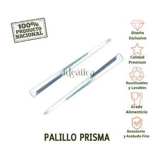 Palillo o Pincho Prisma para Botana o Postres Re-utilizable Plastico Catering 100 pzas