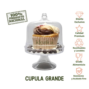 Pedestal Cúpula Grande para Cupcakes y Postres Re-utilizable Plastico Catering -  ( 6 Pzas / 102 Pzas )