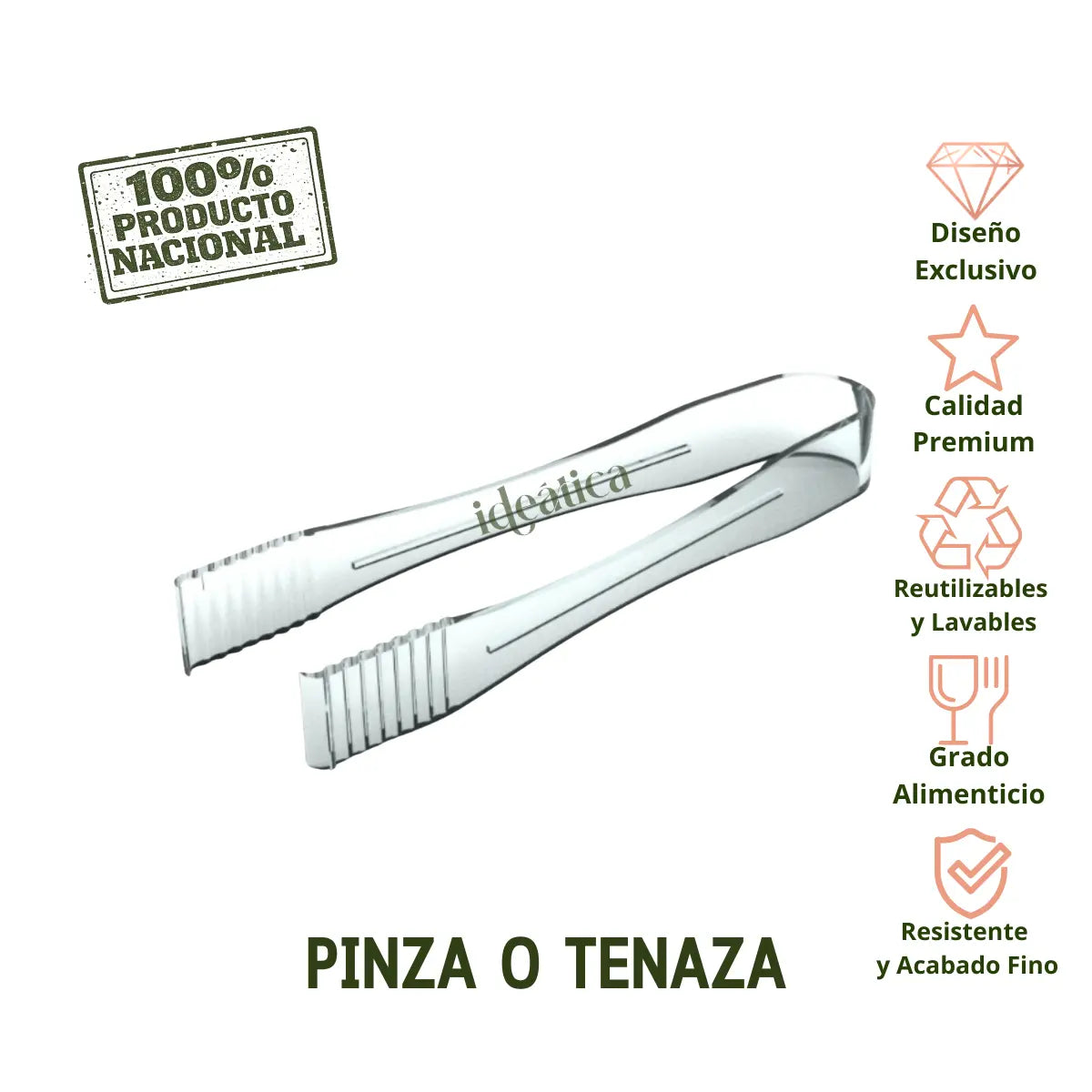 Pinzas o Tenazas para Canapes y Postres Re-utilizable Plastico Catering 6 pzas