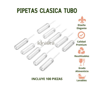 Pipetas Clasica Tubo Para Postres Cupcakes Catering Candy Bar 100 pzas CHINA