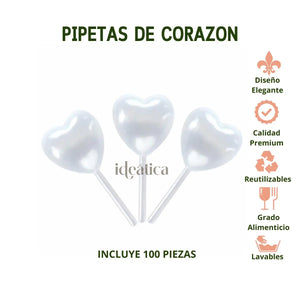 Pipetas de Corazon Para Postres Cupcakes 4ml Catering Candy Bar 100 pzas CHINA