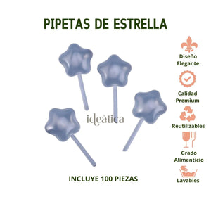 Pipetas de Estrella Para Postres Cupcakes 4ml Catering Candy Bar 100 pzas CHINA