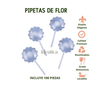 Pipetas de Flor Para Postres Cupcakes 4ml Catering Candy Bar 100 pzas CHINA