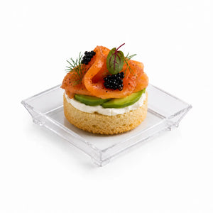 Mini Platito Cuadrado para Canapes Postres y Catering - 20 Pzas y 100 Pzas