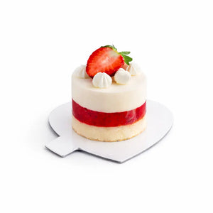 Platito Charolita o Base Corazon con Asa de Carton Laminado para Canapes o Postres Catering 50 pzas RP