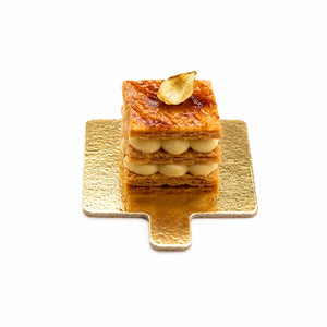 Platito Charolita o Base Cuadrado con Asa de Carton Laminado para Canapes o Postres Catering 50 pzas