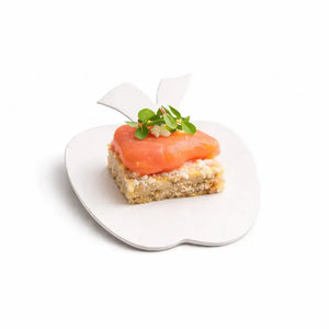 Platito Charolita o Base Manzana con Asa de Carton Laminado para Canapes o Postres Catering 50 pzas RP