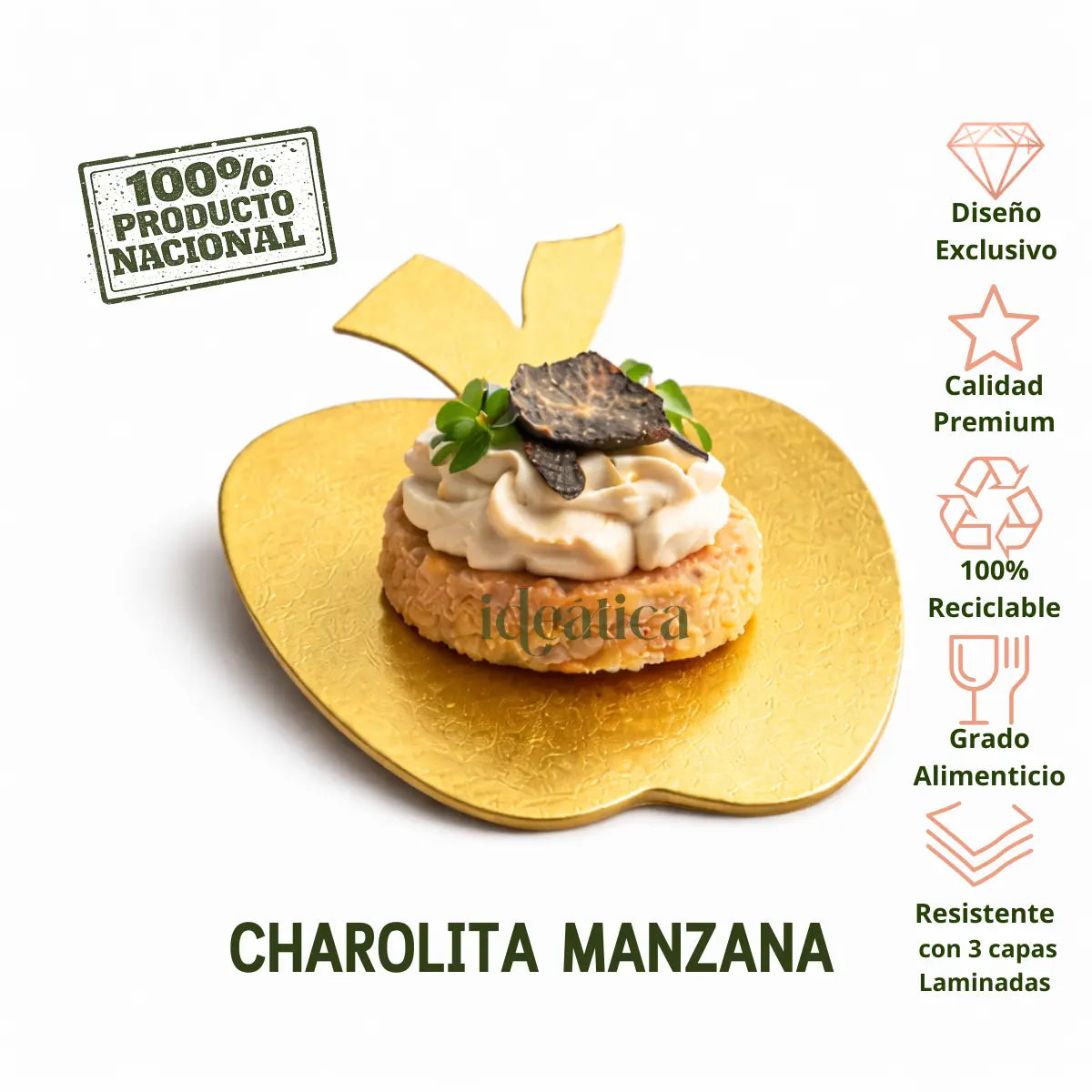 Mini Charolita Manzana para Canapes Postres y Catering - 50 pzas