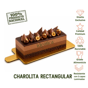 Mini Charolita Rectangular para Canapes Postres y Catering - 50 pzas