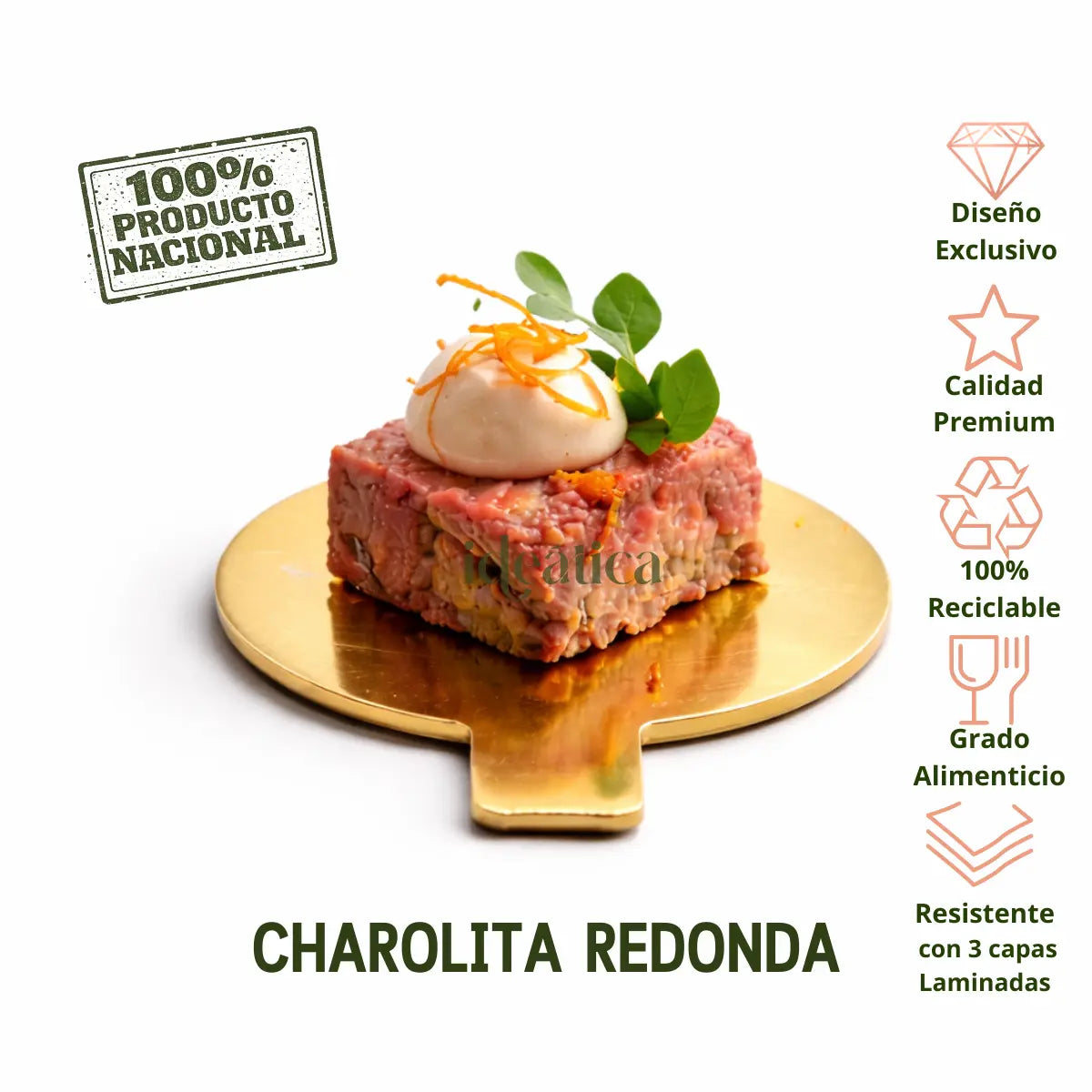 Mini Charolita Redonda para Canapes Postres y Catering - 50 pzas