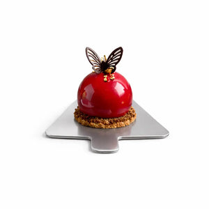 Platito Charolita o Base Triangular con Asa de Carton Laminado para Canapes o Postres Catering 50 pzas RP