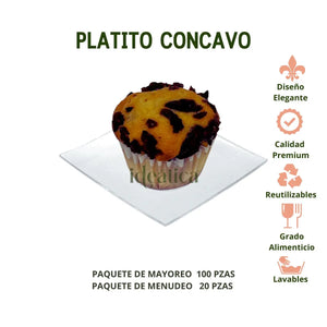 Platito Concavo para Canapes o Postres Re-utilizable Candy Bar Catering IA