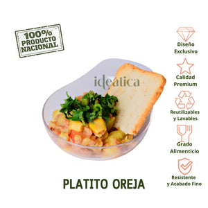 Platito Oreja para Canapes o Postres Re-utilizable Plastico Catering -  ( 20 Pzas / 100 Pzas )