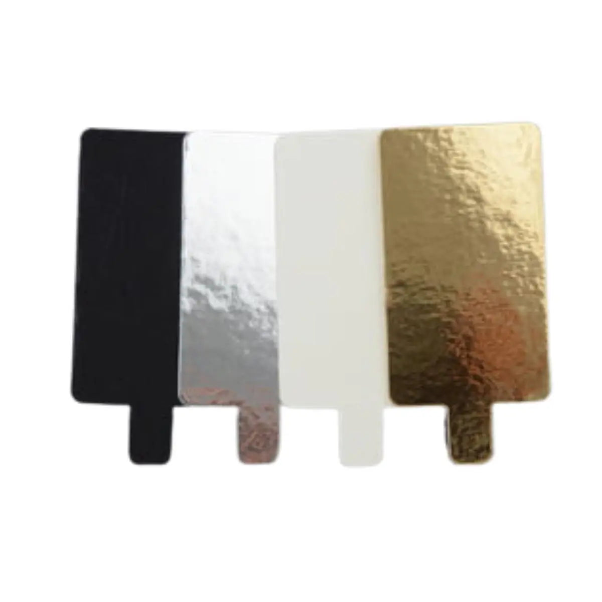 Platito Charolita o Base Rectangular con Asa de Cartón Laminado para Canapés o Postres Catering RP