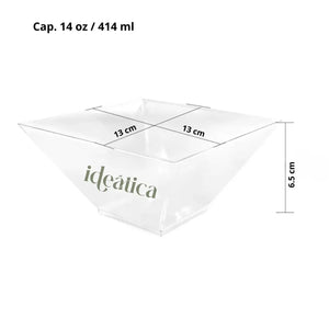 Plato Ensaladera Piramide para Postres Comida o Botana Re-utilizable Plastico Catering - 14 Oz / 414 ml ( 20 Pzas / 100 Pzas ) IA