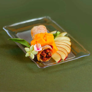 Plato Panque para Postres Comida o Botana Re-utilizable Plastico Catering  -  ( 10 Pzas / 50 Pzas ) IA