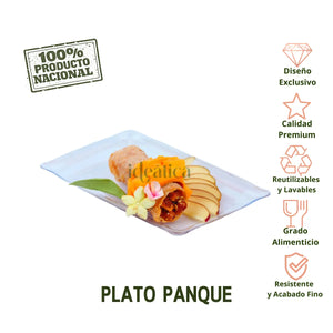 Plato Panque para Postres Comida o Botana Re-utilizable Plastico Catering  -  ( 10 Pzas / 50 Pzas )