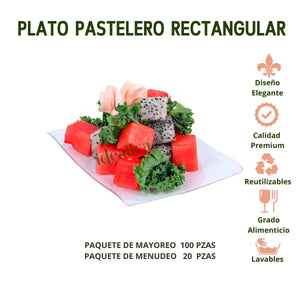 Plato Pastelero para Postres Rectangular Re-utilizable Candy Bar Catering IA