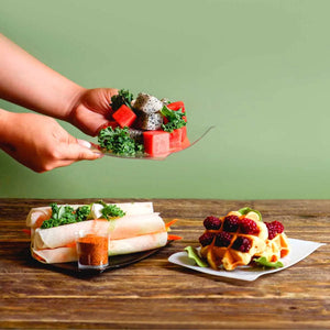 Plato Pastelero para Postres Rectangular Re-utilizable Plastico Catering  -  ( 20 Pzas / 100 Pzas ) IA
